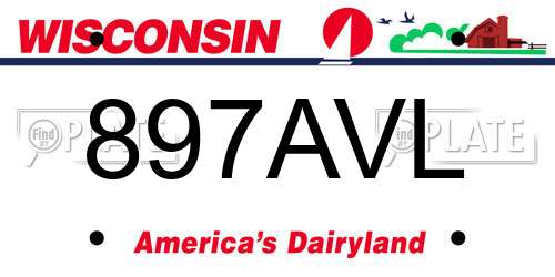 897AVL Wisconsin License Plate