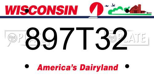 897T32 Wisconsin License Plate