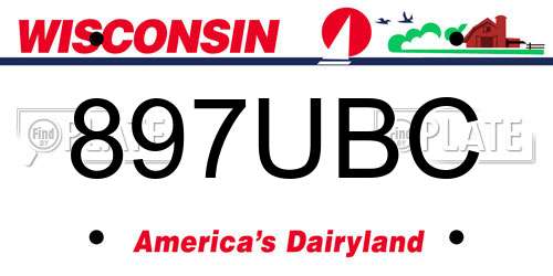 897UBC Wisconsin License Plate
