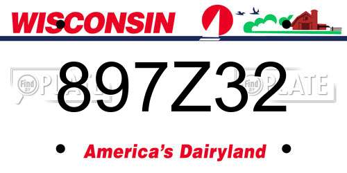 897Z32 Wisconsin License Plate
