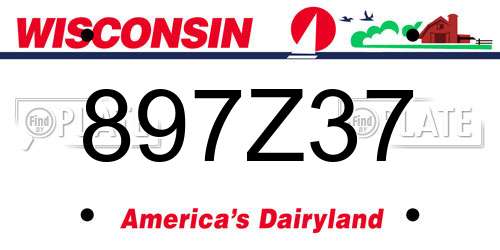 897Z37 Wisconsin License Plate