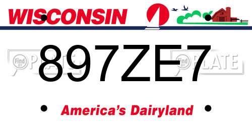897ZE7 Wisconsin License Plate