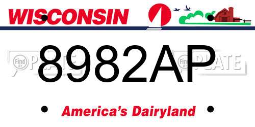 8982AP Wisconsin License Plate