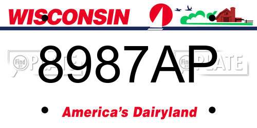 8987AP Wisconsin License Plate