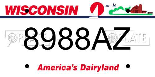 8988AZ Wisconsin License Plate