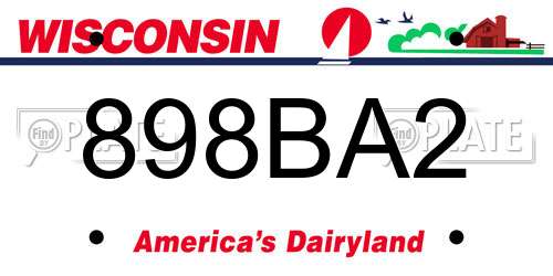 898BA2 Wisconsin License Plate
