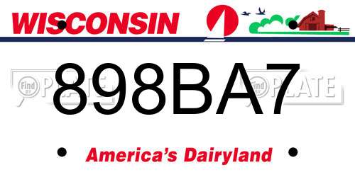 898BA7 Wisconsin License Plate