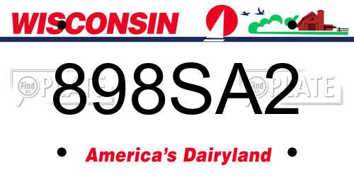898SA2 Wisconsin License Plate