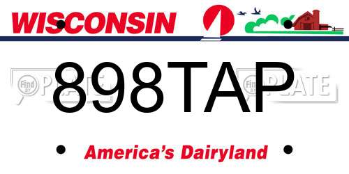 898TAP Wisconsin License Plate