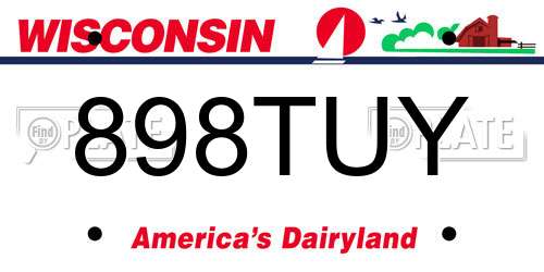 898TUY Wisconsin License Plate