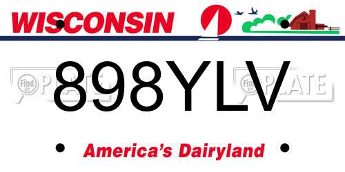 898YLV Wisconsin License Plate