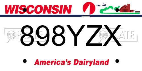 898YZX Wisconsin License Plate