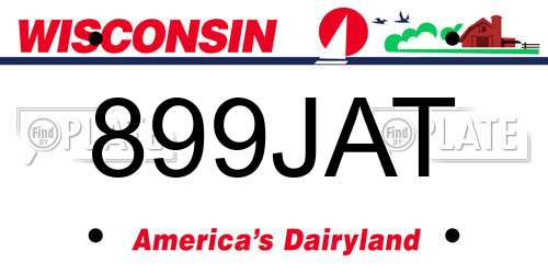 899JAT Wisconsin License Plate
