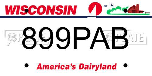 899PAB Wisconsin License Plate