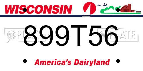 899T56 Wisconsin License Plate