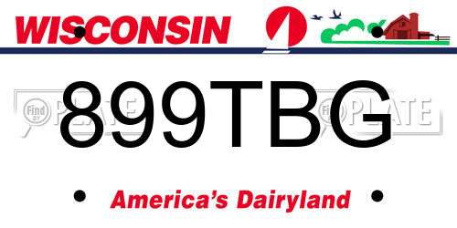 899TBG Wisconsin License Plate