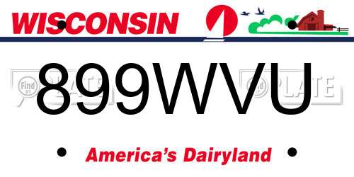 899WVU Wisconsin License Plate
