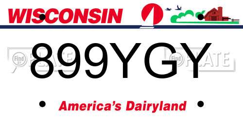 899YGY Wisconsin License Plate