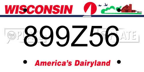 899Z56 Wisconsin License Plate