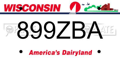 899ZBA Wisconsin License Plate