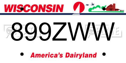 899ZWW Wisconsin License Plate
