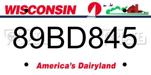 89BD845 Wisconsin License Plate