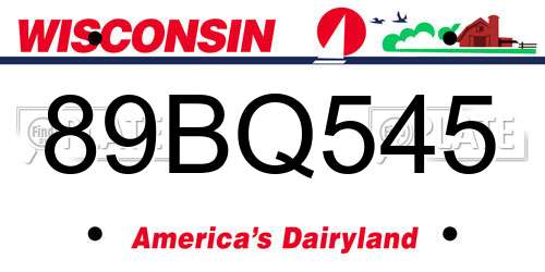 89BQ545 Wisconsin License Plate