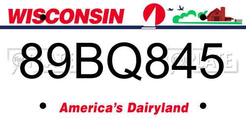 89BQ845 Wisconsin License Plate