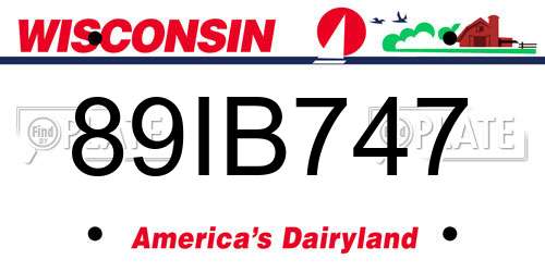 89IB747 Wisconsin License Plate