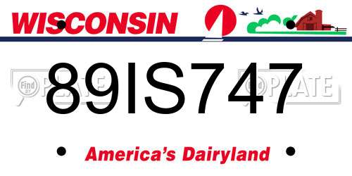 89IS747 Wisconsin License Plate