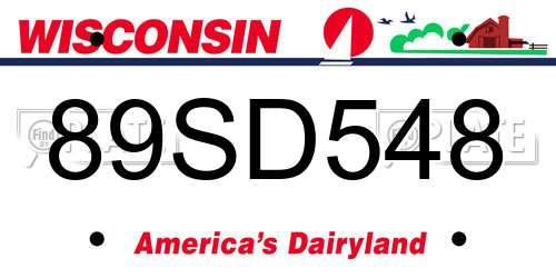 89SD548 Wisconsin License Plate