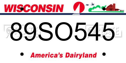 89SO545 Wisconsin License Plate