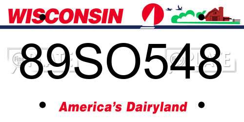 89SO548 Wisconsin License Plate