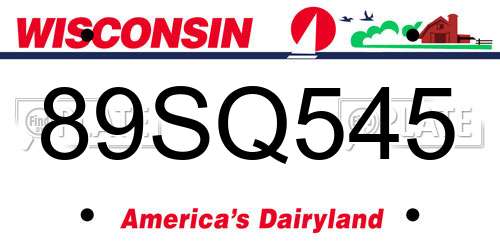 89SQ545 Wisconsin License Plate