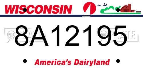 8A12195 Wisconsin License Plate