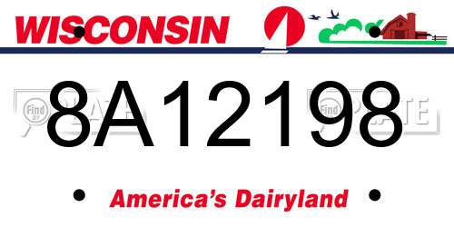8A12198 Wisconsin License Plate