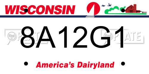 8A12G1 Wisconsin License Plate