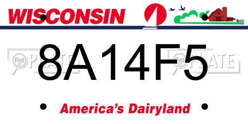 8A14F5 Wisconsin License Plate