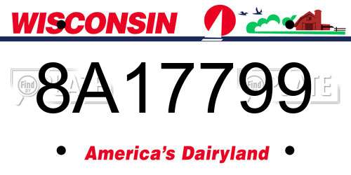 8A17799 Wisconsin License Plate
