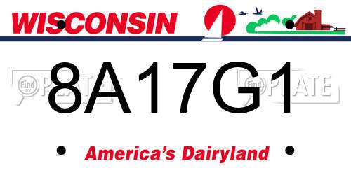 8A17G1 Wisconsin License Plate