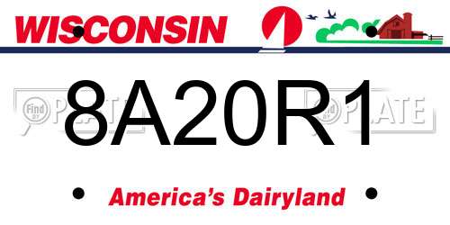 8A20R1 Wisconsin License Plate