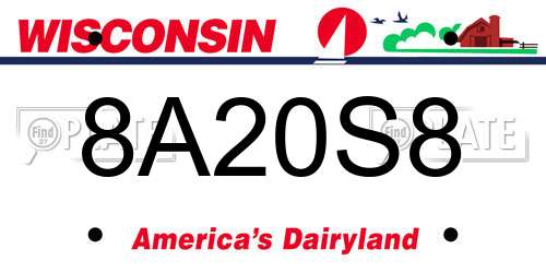 8A20S8 Wisconsin License Plate