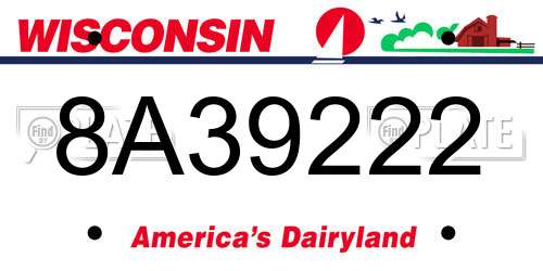 8A39222 Wisconsin License Plate