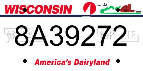8A39272 Wisconsin License Plate