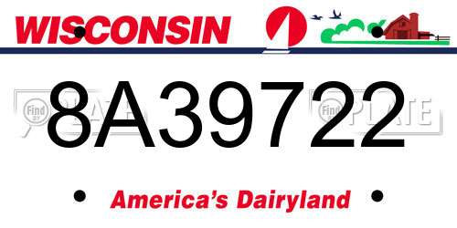 8A39722 Wisconsin License Plate