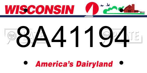 8A41194 Wisconsin License Plate