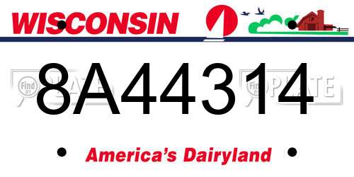 8A44314 Wisconsin License Plate
