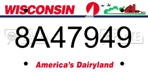 8A47949 Wisconsin License Plate
