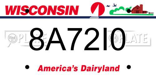 8A72I0 Wisconsin License Plate
