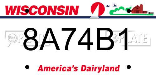 8A74B1 Wisconsin License Plate